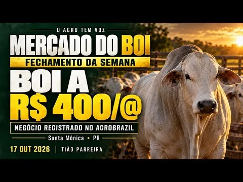 🐂 BOI GORDO A R$ 400/@! A semana terminou com esse negócio registrado no Agrobrazil.